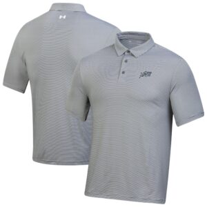 Men's Under Armour Gray Navy Midshipmen T2 Green Bridge Stripe Polo
