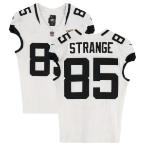 Brenton Strange Jacksonville Jaguars Game-Used #85 White Jersey vs. Philadelphia Eagles on November 3, 2024