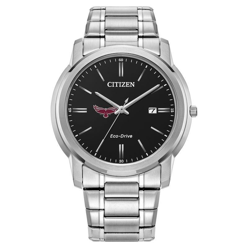 Men's Citizen Watch Silver Maryland Eastern Shore Hawks Eco-Drive Black Dial Watch