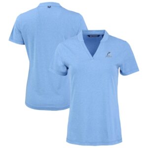 Women's Cutter & Buck  Heather Powder Blue Miami Marlins Forge Heathered Stretch Blade Top