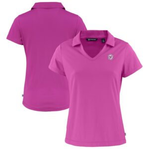 Women's Cutter & Buck Pink Washington Nationals Daybreak Eco DryTec Recycled V-Neck Polo
