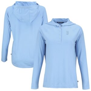 Women's Cutter & Buck Powder Blue Kansas City Royals Coastline Epic Comfort Eco Recycled Long Sleeve Hoodie T-Shirt