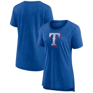 Women's Royal Texas Rangers Weathered Official Logo Tri-Blend T-Shirt