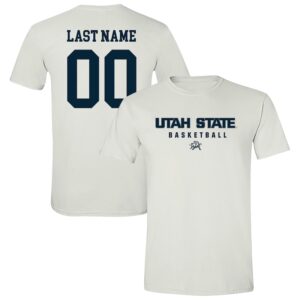 Unisex  White Utah State Aggies NIL Pick-A-Player Women's Basketball Shirsey T-Shirt