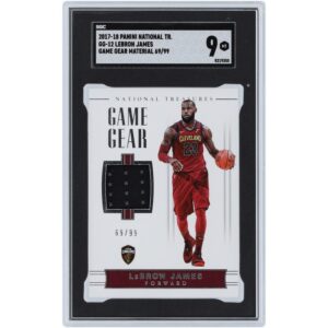 LeBron James Cleveland Cavaliers 2017-18 Panini National Treasures Game Gear Material Relic #GG-12 #/99 SGC Authenticated 9 Card