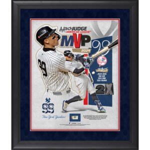 Aaron Judge New York Yankees 2024 American League MVP Framed 16" x 20" Collage with Game-Used Baseball from the 2024 Season