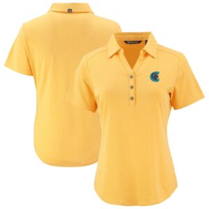 Women's Cutter & Buck  Heather Gold Charlotte Knights Forge Eco Stretch Recycled Polo