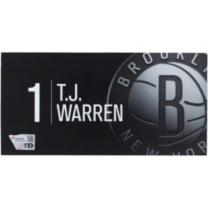 TJ Warren Brooklyn Nets Player-Issued #1 Black Nameplate from the 2022-23 NBA Season