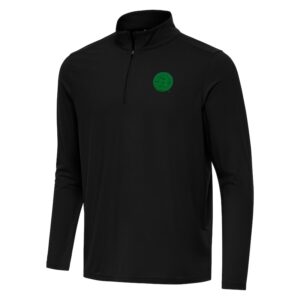 Men's Antigua  Black Boston Bruins St. Patrick Intent Quarter-Zip Pullover Top