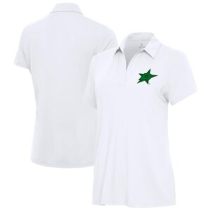 Women's Antigua  White Dallas Stars St. Patrick Era V-Neck Polo