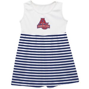 Girls Infant Vive La Fete  Navy American University Eagles Striped Tank Top Dress