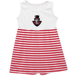 Girls Infant Vive La Fete  Red Austin Peay State Governors Striped Tank Top Dress