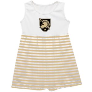 Girls Infant Vive La Fete  Gold Army Black Knights Striped Tank Top Dress