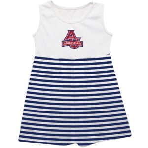 Girls Youth Vive La Fete  Navy American University Eagles Striped Tank Top Dress