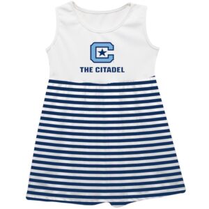 Girls Youth Vive La Fete  Navy Citadel Bulldogs Striped Tank Top Dress