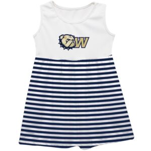 Girls Youth Vive La Fete  Navy Wingate University Bulldogs Striped Tank Top Dress