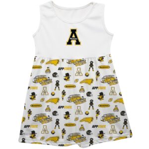 Girls Toddler Vive La Fete  White Appalachian State Mountaineers Impressions Artwork Tank Top Dress