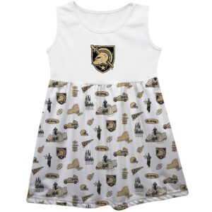 Girls Toddler Vive La Fete  White Army Black Knights Impressions Artwork Tank Top Dress