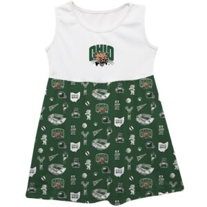 Girls Toddler Vive La Fete  Green Ohio Bobcats Impressions Artwork Tank Top Dress