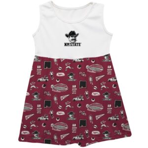 Girls Toddler Vive La Fete  Maroon New Mexico State Aggies Impressions Artwork Tank Top Dress
