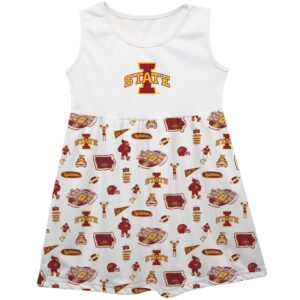 Girls Youth Vive La Fete  White Iowa State Cyclones Impressions Artwork Tank Top Dress