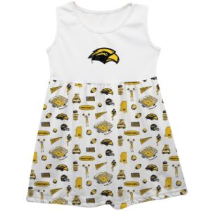 Girls Youth Vive La Fete  White Southern Miss Golden Eagles Impressions Artwork Tank Top Dress