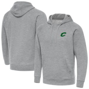 Men's Antigua Heather Gray Cleveland Cavaliers St. Patrick's Day Victory Raglan Pullover Hoodie