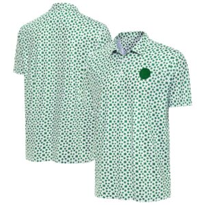 Men's Antigua  White Golden State Warriors St. Patrick's Day Cloverfield Polo