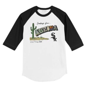 Youth Tiny Turnip White Chicago White Sox 2025 Spring Training Cactus League 3/4-Sleeve Raglan T-Shirt