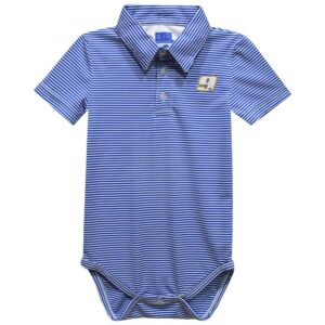 Infant Vive La Fete  Blue Chase Elliott Polo Pencil Stripe Bodysuit