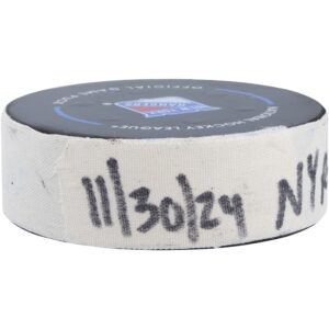 Artemi Panarin New York Rangers Game-Used Goal Puck from November 30, 2024 vs. Montreal Canadiens