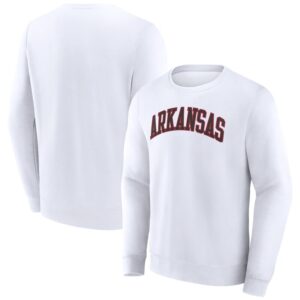 Men's Fanatics White Arkansas Razorbacks Short Name Pullover Sweatshirt