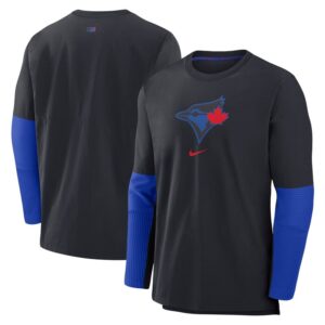 Men's Nike Navy Toronto Blue Jays Authentic Collection City Connect Lightweight Player Tri-Blend Performance Pullover Jacket