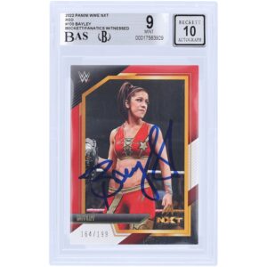 Bayley WWE Autographed 2022 Panini NXT Red #105 #/199 Beckett Fanatics Witnessed Authenticated 9/10 Card