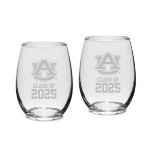Auburn Tigers Class of 2025 21oz. Stemless Wine Glass Two-Piece Set