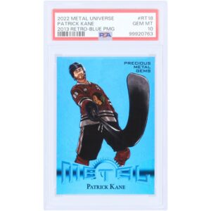 Patrick Kane Chicago Blackhawks 2022-23 Upper Deck Metal Universe Retro PMG - Blue #RT-18 #48/50 PSA Authenticated 10 Card