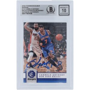 Carmelo Anthony New York Knicks Autographed 2016-17 Panini Excalibur Marquis #115 #/199 Beckett Fanatics Witnessed Authenticated 10 Card