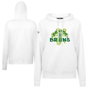 Men's Levelwear  White Boston Bruins St. Patrick's Day Adorn Shamrock Pullover Hoodie