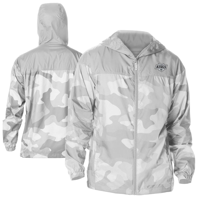 Men's Columbia Gray Los Angeles Kings Camo Flash Challenger Omni-Shade Full-Zip Hoodie Windbreaker Jacket