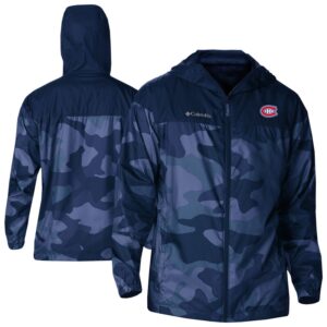 Men's Columbia Navy Montreal Canadiens Camo Flash Challenger Omni-Shade Full-Zip Hoodie Windbreaker Jacket