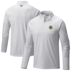 Men's Columbia  White Boston Bruins Terminal Tackle Omni-Wick Raglan Quarter-Zip Top
