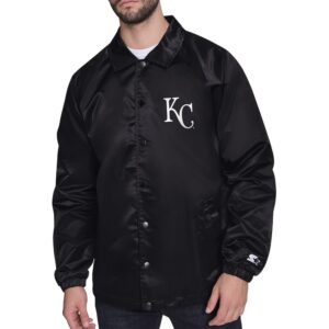 Men's Starter  Black Kansas City Royals Retro Logo Raglan Coaches Full-Snap Jacket