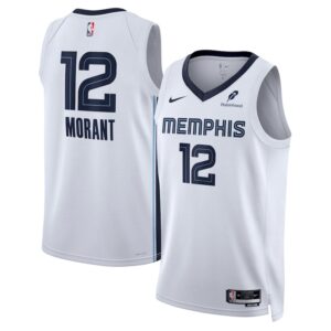 Unisex Nike Ja Morant White Memphis Grizzlies Swingman Badge Player Jersey - Association Edition