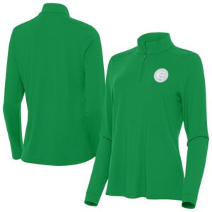Women's Antigua  Kelly Green Chicago Cubs St. Patrick's Day Intent Quarter-Zip Top