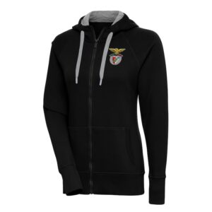 Women's Antigua Black Benfica Takeover Full-Zip Hoodie Jacket