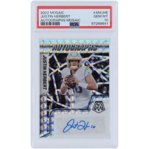 Justin Herbert Los Angeles Chargers Autographed 2022 Panini Mosaic Mosaic Prizm #AM-JHE PSA Authenticated 10 Card