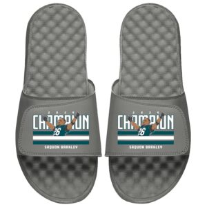 Unisex ISlide Saquon Barkley Gray NFLPA Super Bowl LIX Champions Slide Sandals