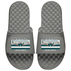 Unisex ISlide Jalen Hurts Gray NFLPA Super Bowl LIX Champions Slide Sandals