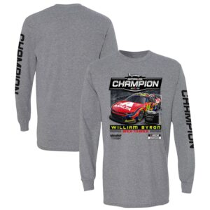 Men's Checkered Flag Sports Heather Gray William Byron 2025 Daytona 500 Champion Winner Long Sleeve T-Shirt