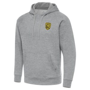 Men's Antigua  Heather Gray New Mexico United Victory Raglan Pullover Hoodie